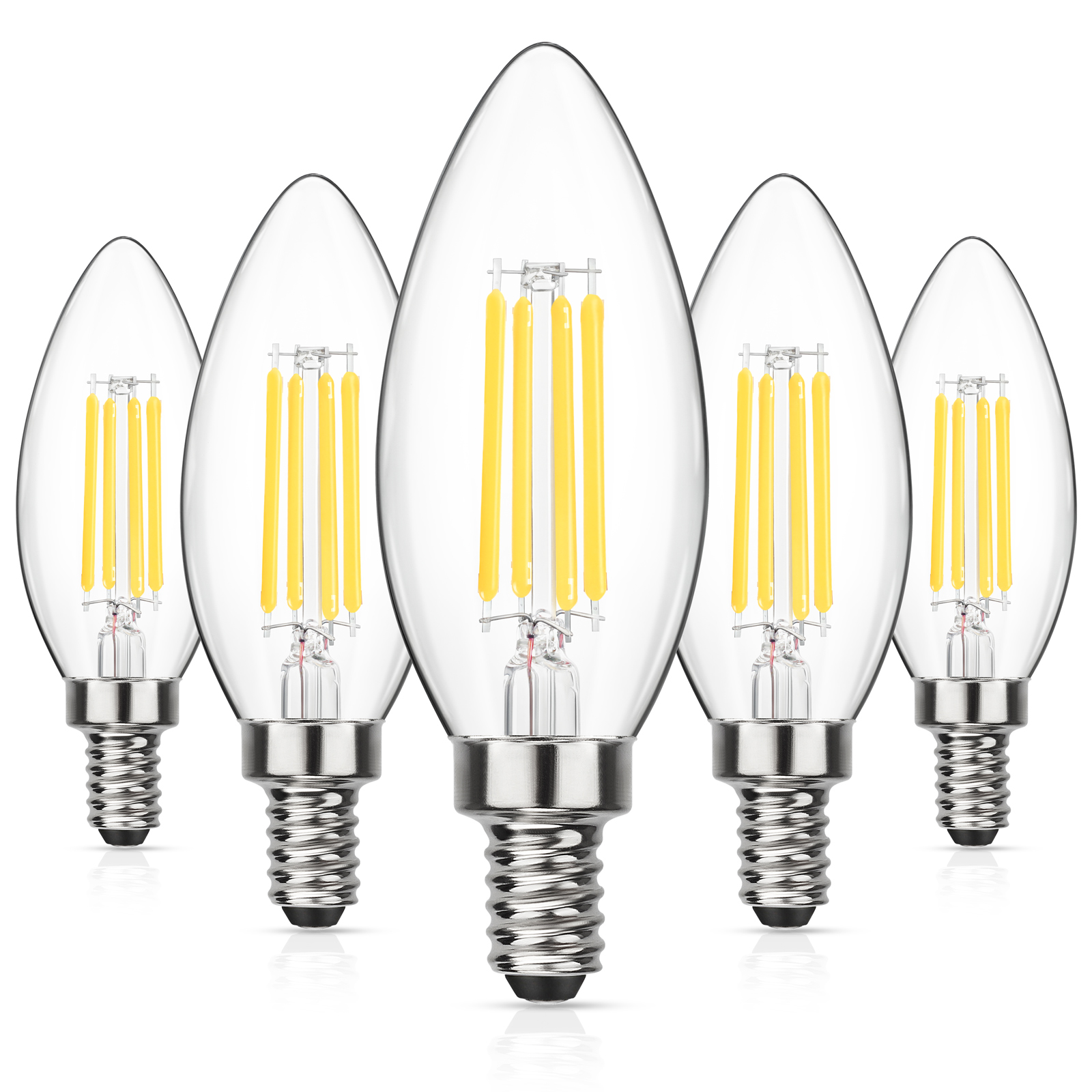 MAXvolador Dimmable E12 Classic Candelabra LED Light Bulbs 60W Equivalent, Daylight White 5000K, 600LM LED Chandelier Bulb, B11 Candle Light Bulbs, Pack of 5