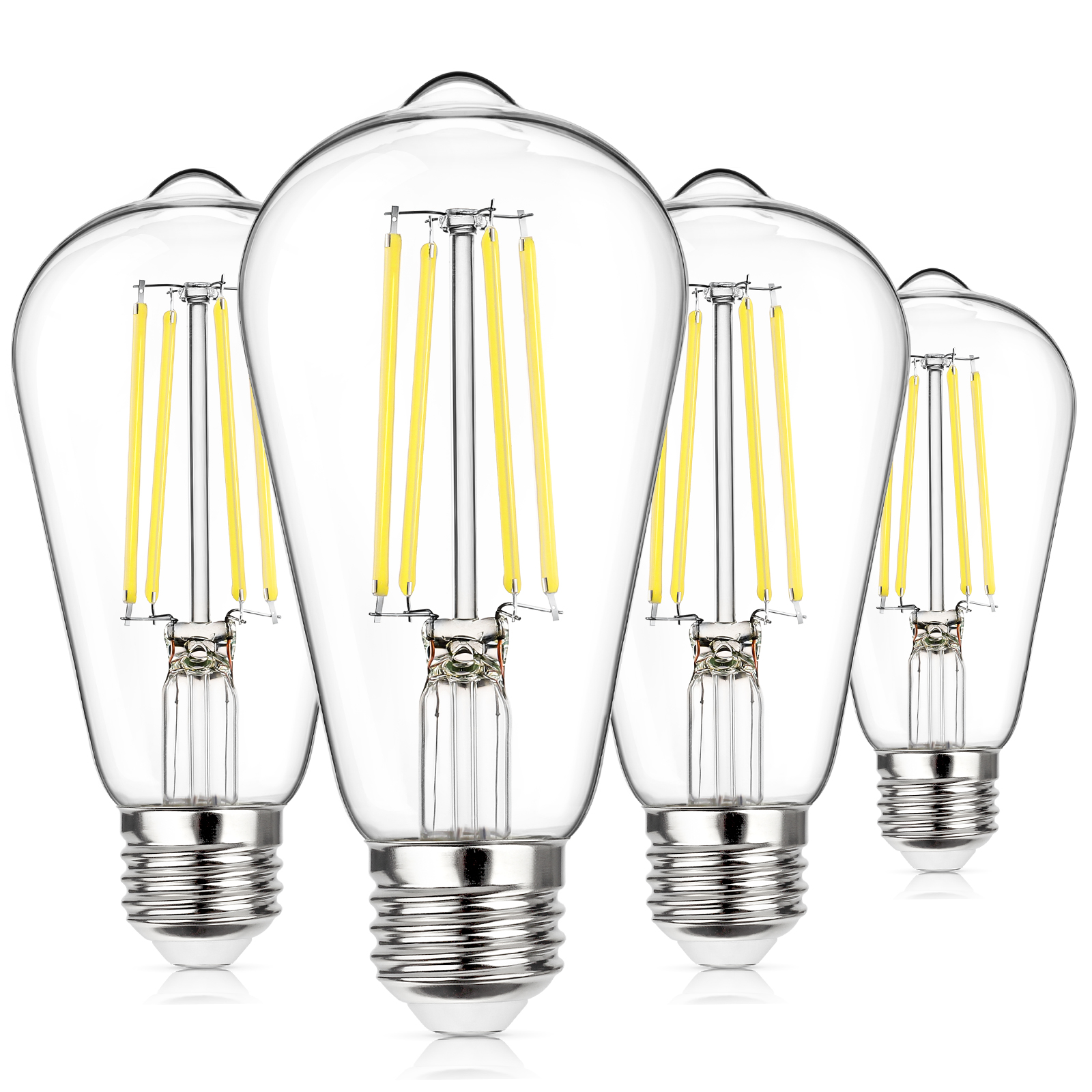 MAXvolador Vintage LED Edison Bulb Dimmable 60W Equivalent 850 Lumens, 6W Edison Light Bulbs 5000K, Antique ST58 LED Filament Bulb E26 Base, Pack of 4